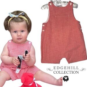 NWT Edgehill Collection Baby Gingham Romper – 100% Cotton